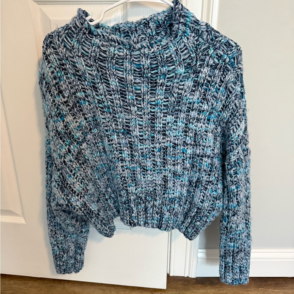 Free People Blue and Gray Cowl Neck Sweater - Picture 2 of 2